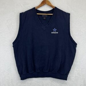 Dallas‎ Cowboys Sweater Vest Mens XL Blue NFL Football Embroidered Knit V-Neck